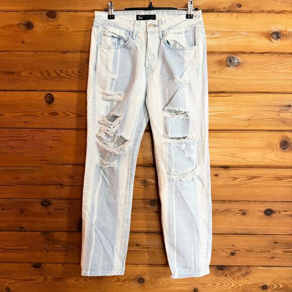 3x1 Higher Ground Boyfriend Crop In Shatter size 24 Distressed - Picture 1 of 6